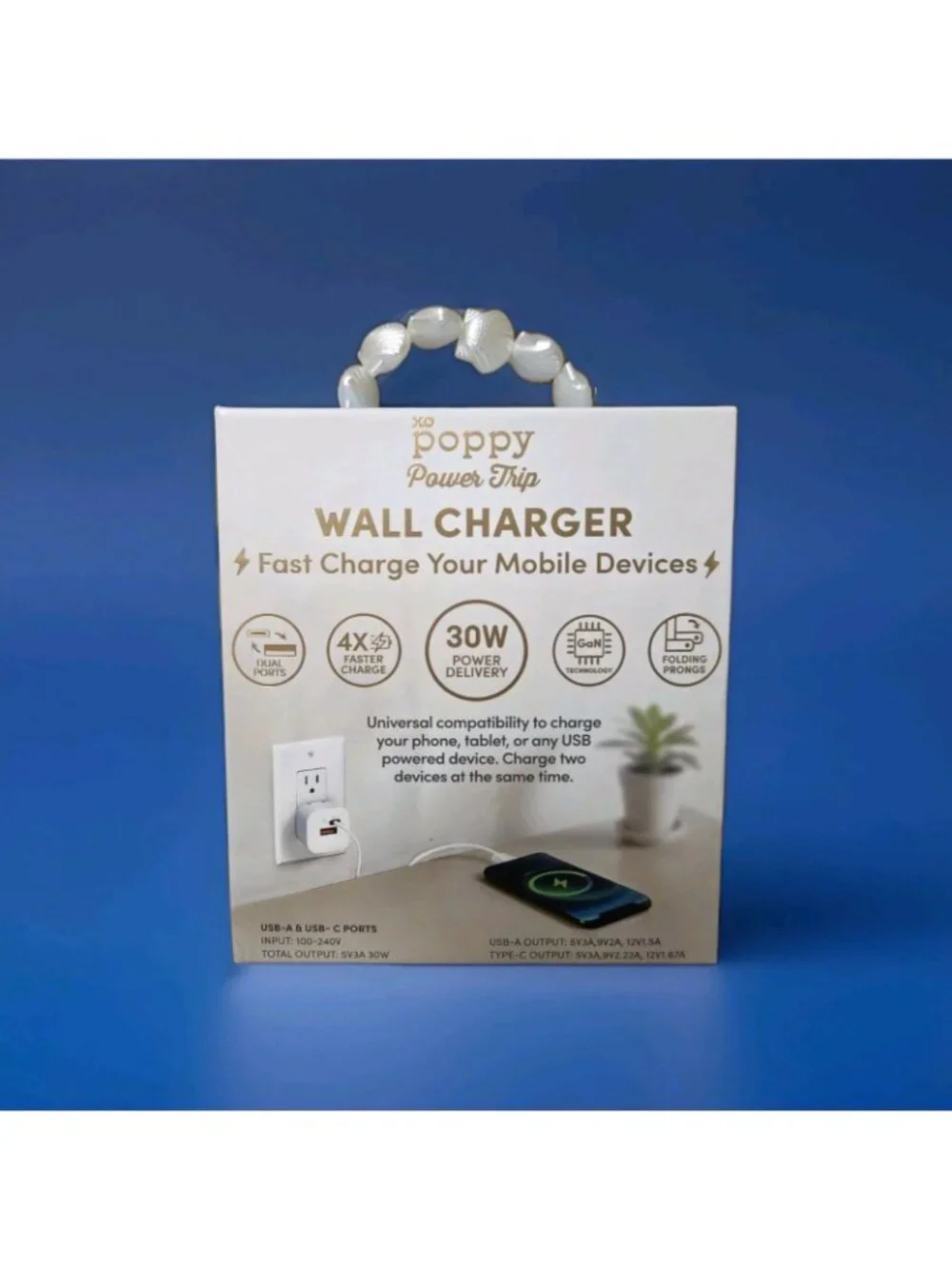 XO Poppy Power Trip Wall Charger Fast Charging 30W Power 4x Fast Charge Shells